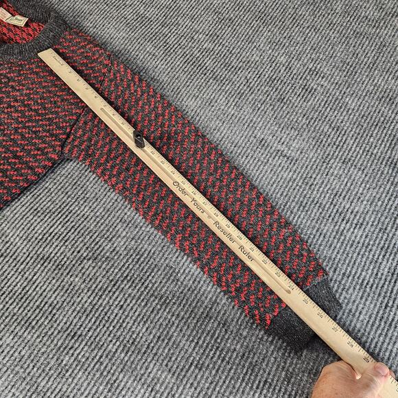 Vintage L.L.Bean Sweater Womens Large Gray Red Wool Cardigan Made in Norway 90s - Picture 8 of 12